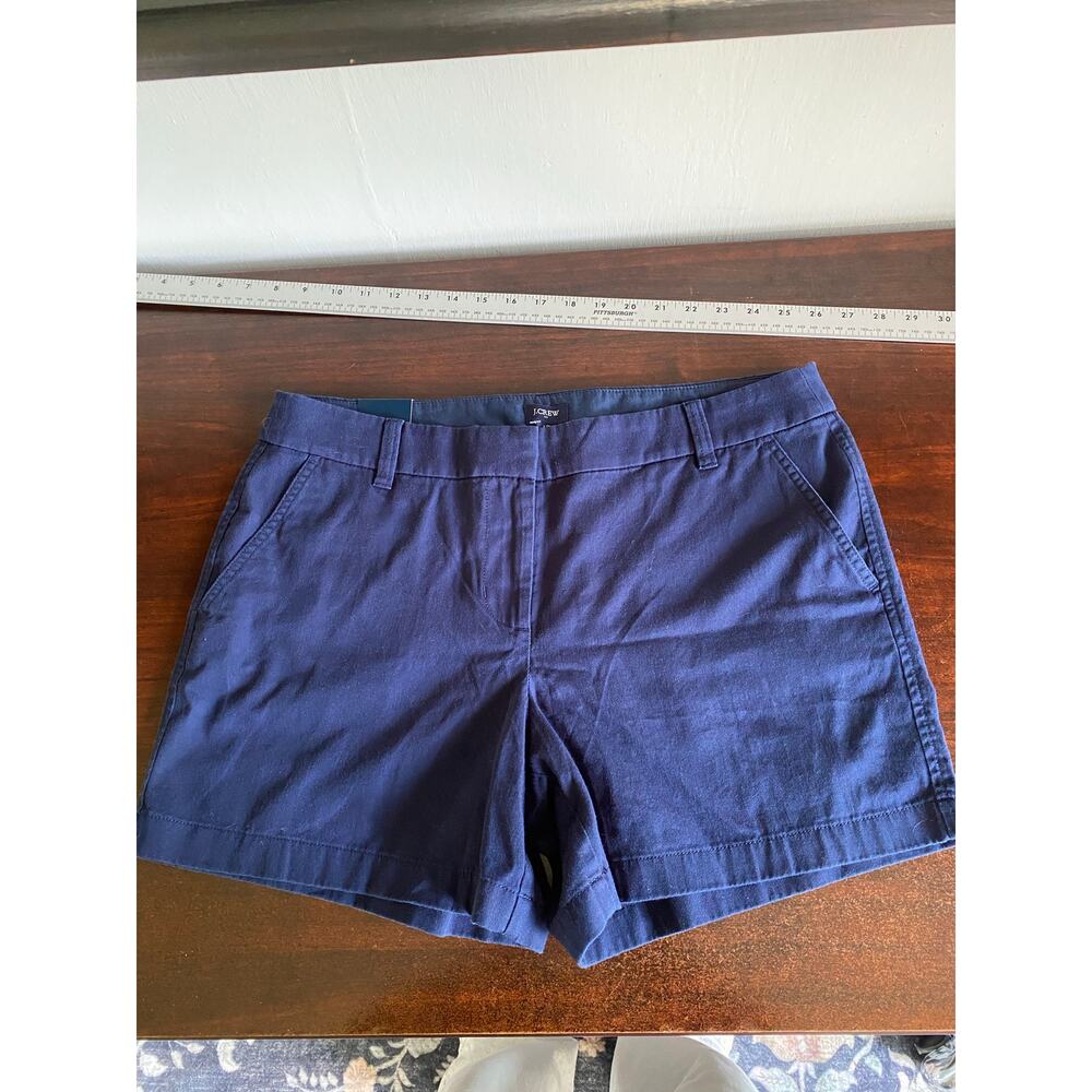 NWT J.Crew Navy 5" 100% Cotton Flat Front Shorts 12 90s Minimal Classic